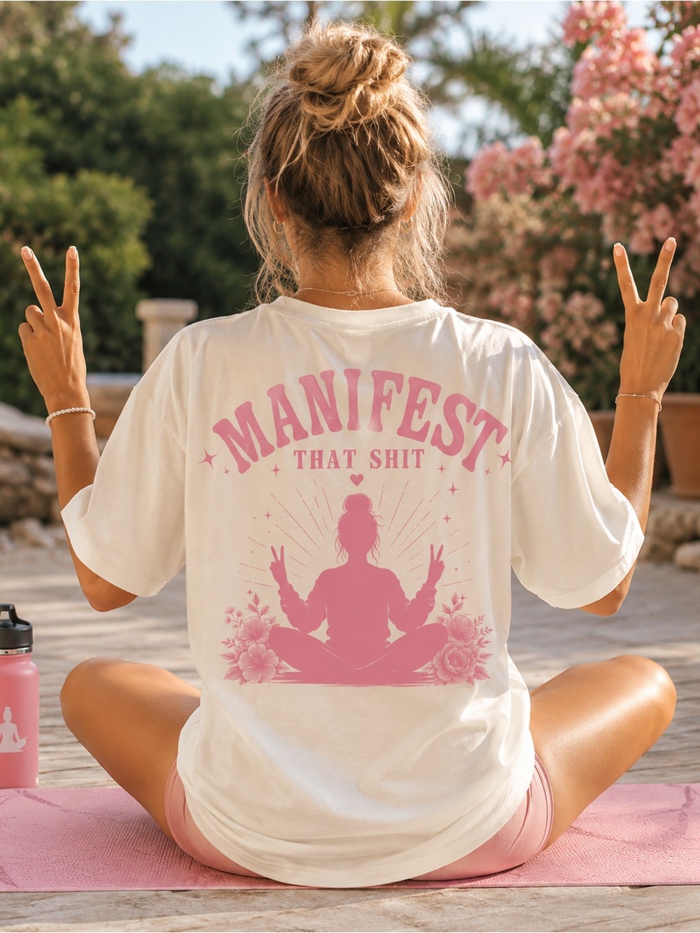 Manifest That Shit Graphic Tee - Pink on Cream S-5x